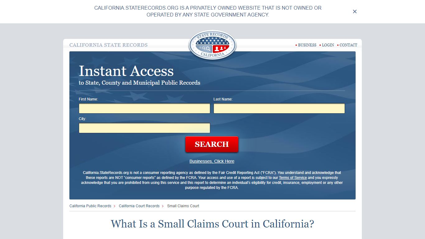 California Small Claims Court Records | StateRecords.org